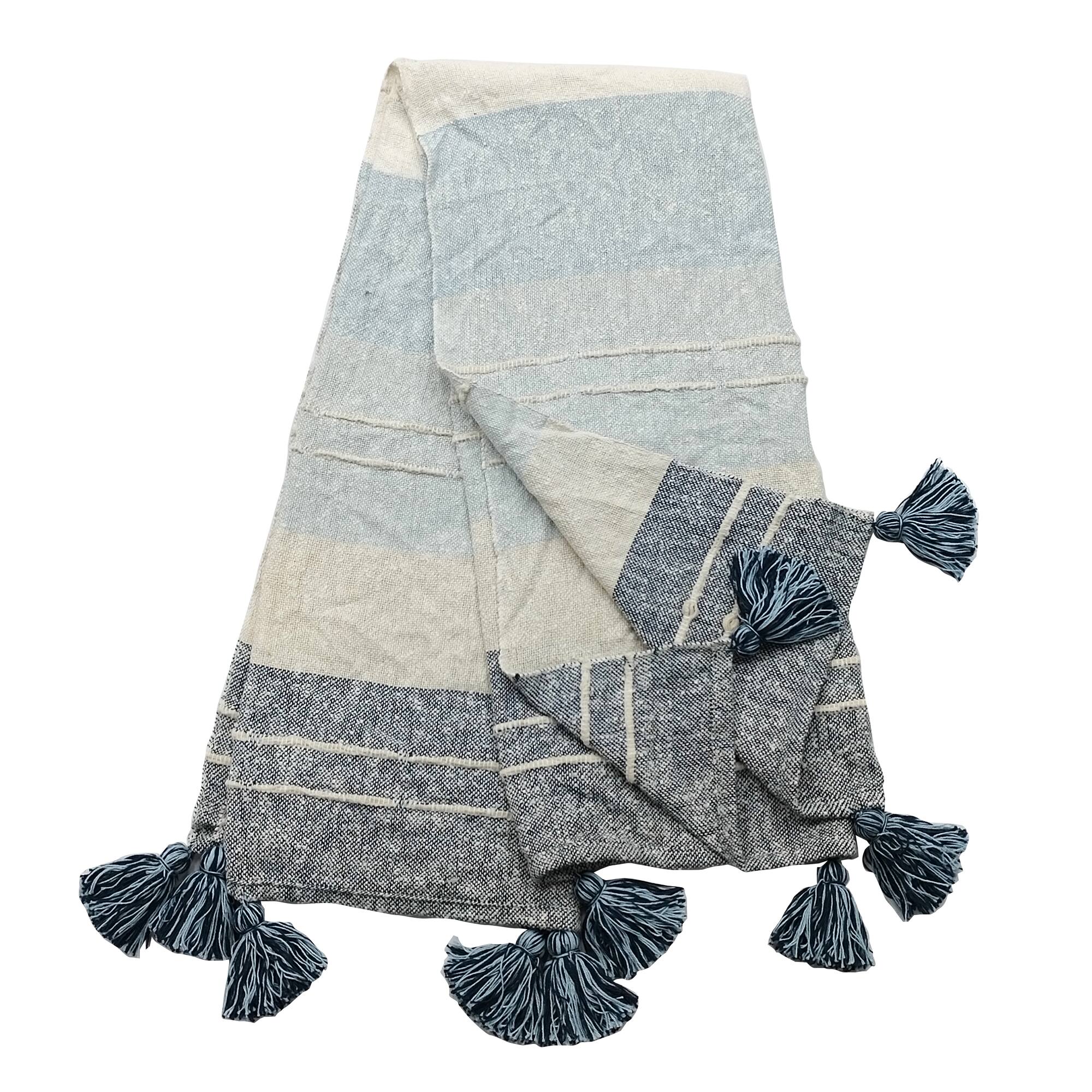 50" x 60" Blue Tassel Throw Blanket by Ashland®